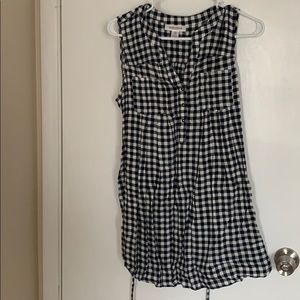 Blue checkered maternity shirt